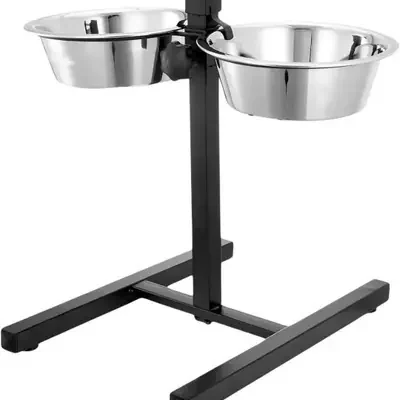 DOG & CAT ADJUSTABLE STAND WITH FEEDING BOWL